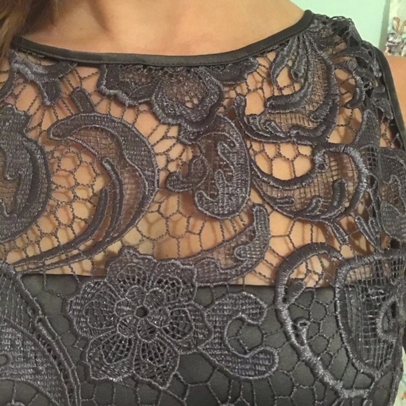 Adrianna Papell Charcoal Gray Lace Dress - Picture 3 of 4